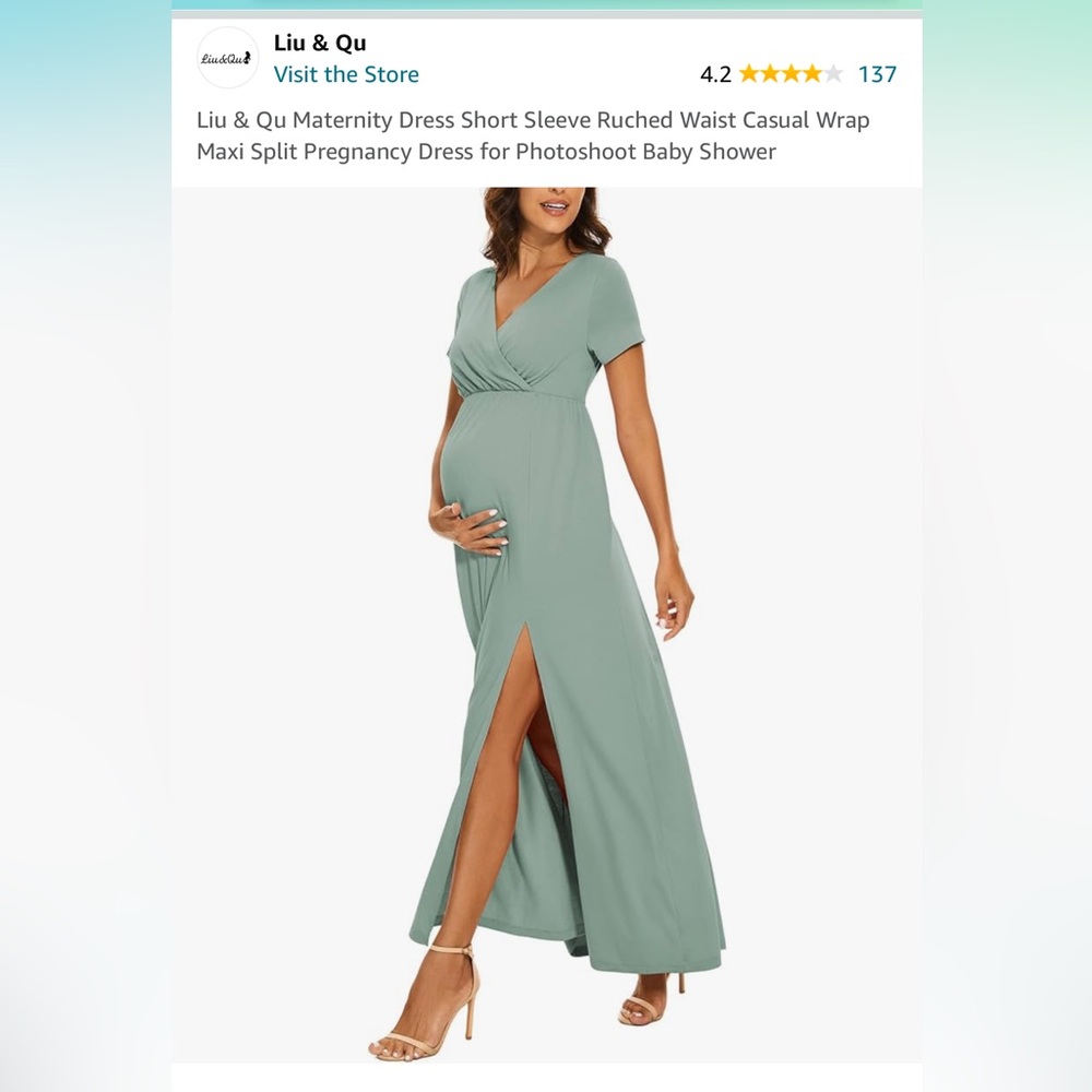 Maternity Dress Short Sleeve Ruched Waist Casual Wrap